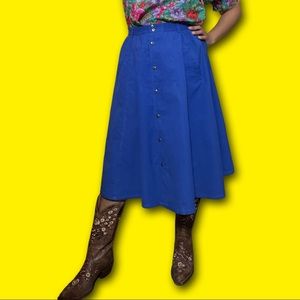 Vintage Liz Sport Blue Midi Skirt Size Petite Small
